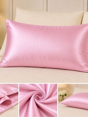 Luxurious Pink Satin Pillowcase - Smooth Silk-Like Home Bedding